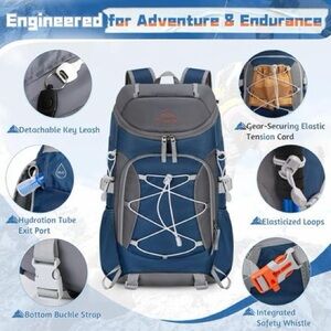 Men's Blue Outdoor Adventure Backpack with Elastic Gear Cord